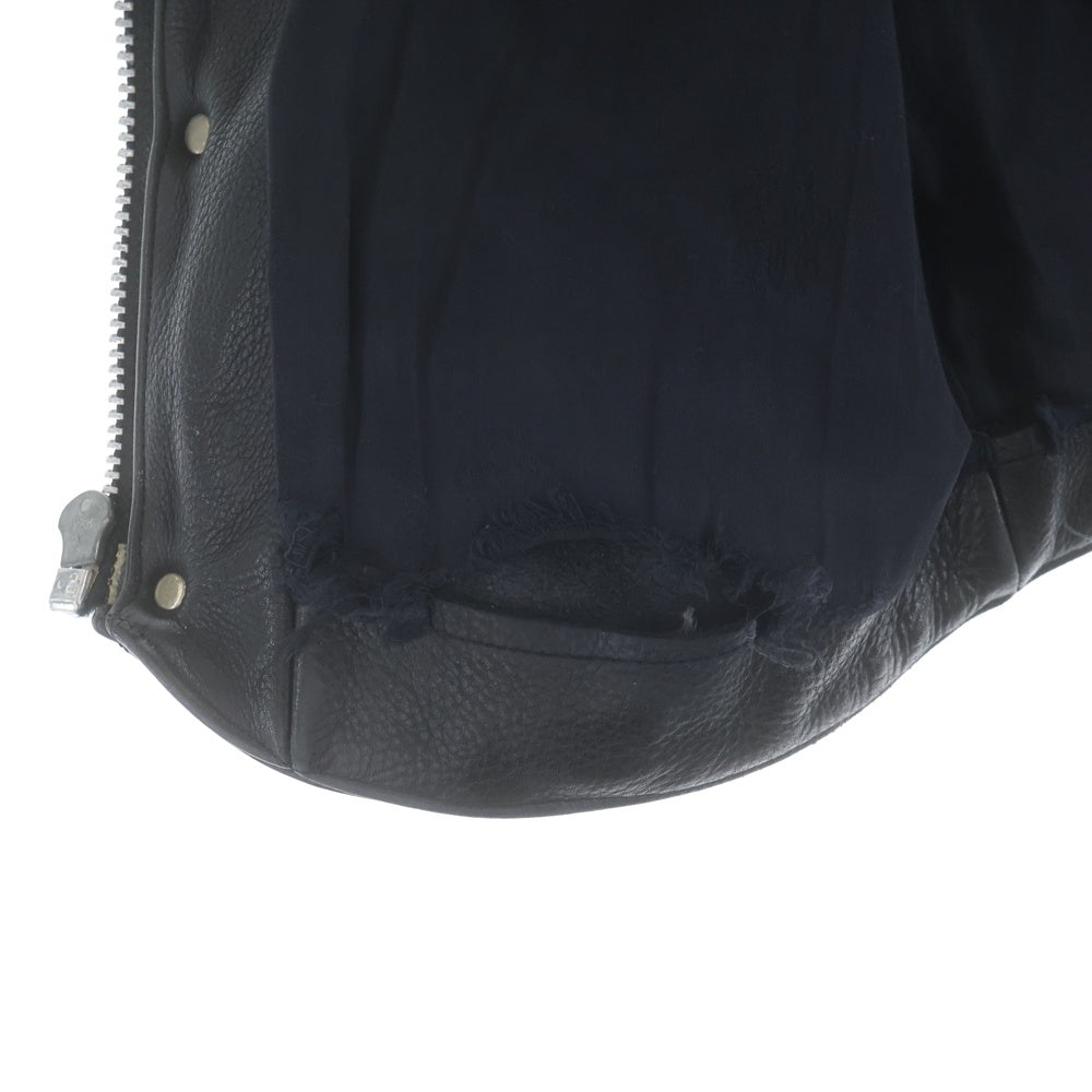 CHROME HEARTS(クロムハーツ) 6BTN ZIP FRNT VEST フィリグリー装飾 クロスボールボタンレザーベスト