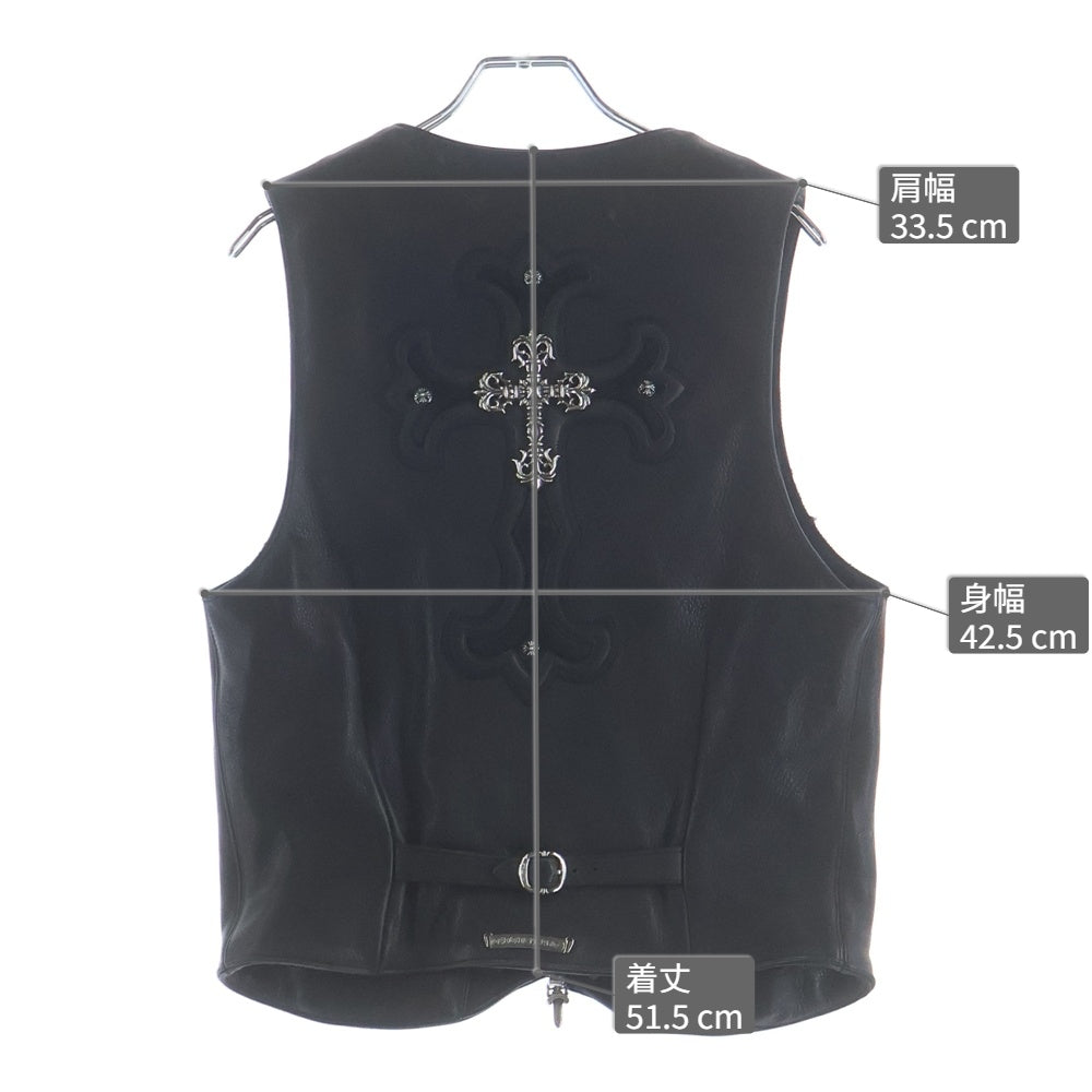 CHROME HEARTS(クロムハーツ) 6BTN ZIP FRNT VEST フィリグリー装飾 クロスボールボタンレザーベスト