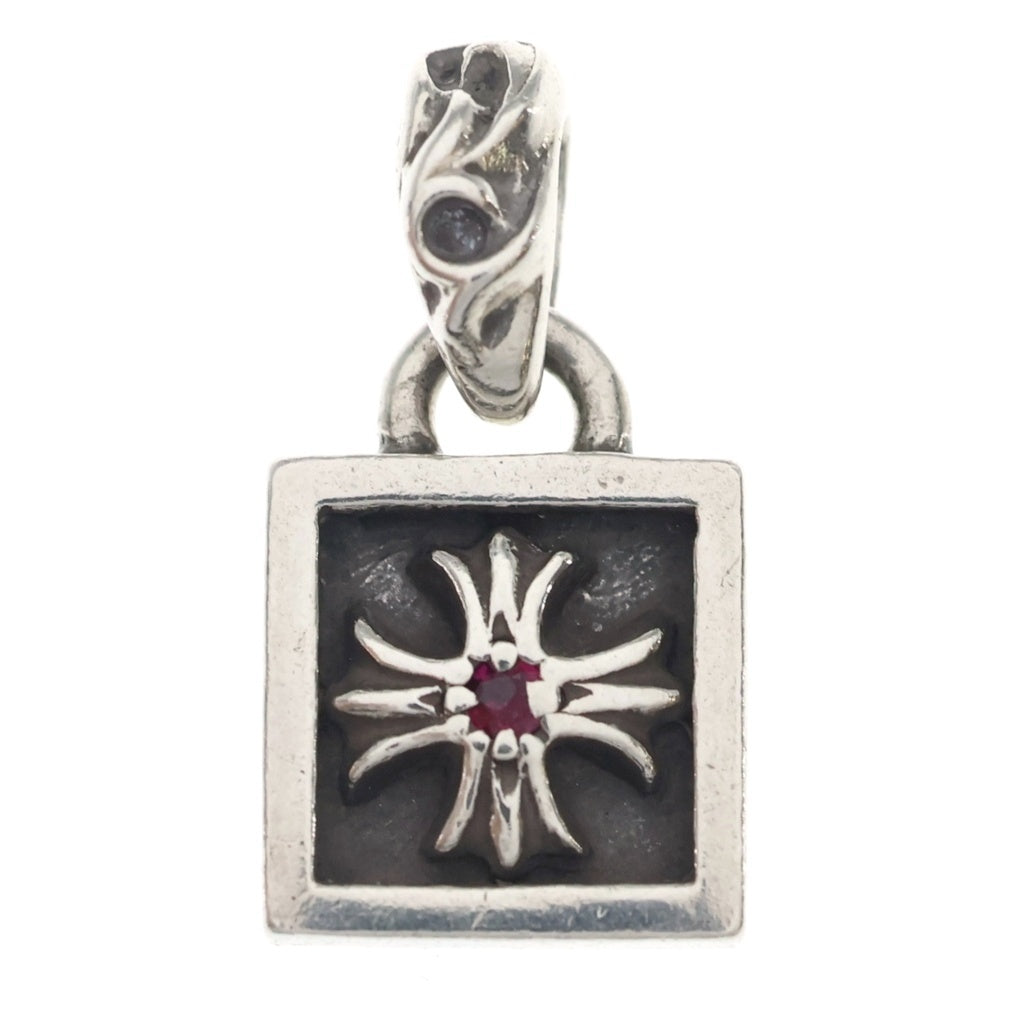 CHROME HEARTS(クロムハーツ) FRAMED CH PLUS 1RBY フレームドCHプラス 1ルビー ネックレストップ シルバー