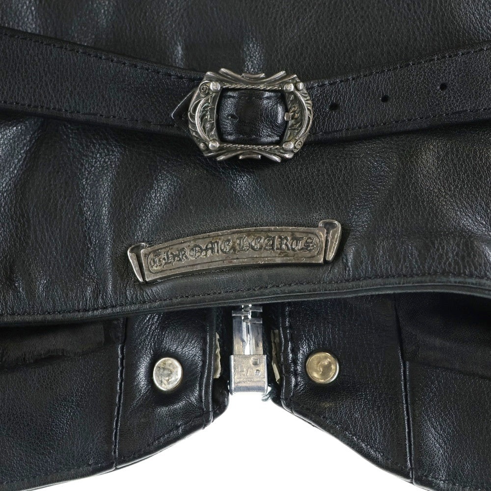 CHROME HEARTS(クロムハーツ) 6BTN ZIP FRNT CH FLEUR VEST バックCHフレアクロスボールボタンレザーベスト ブラック/ブラウン