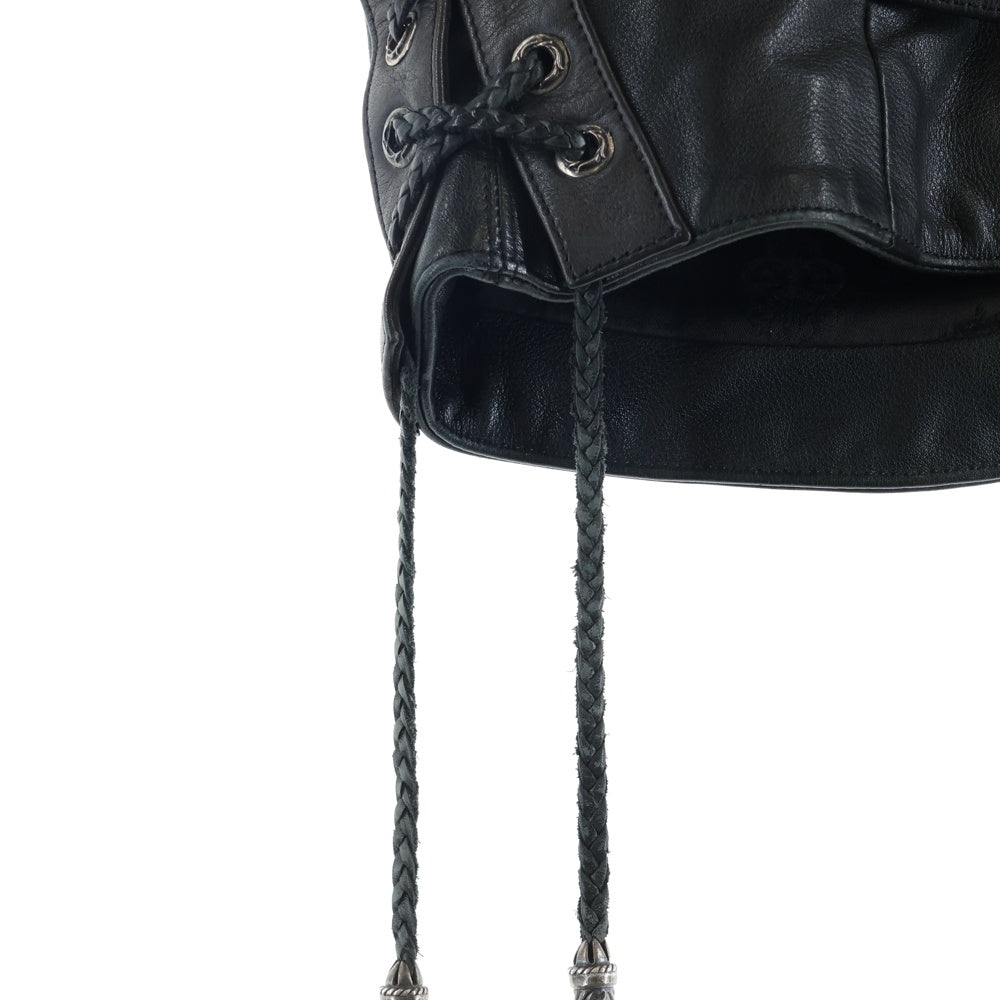 CHROME HEARTS(クロムハーツ) 6BTN ZIP FRNT CH FLEUR VEST バックCHフレアクロスボールボタンレザーベスト ブラック/ブラウン