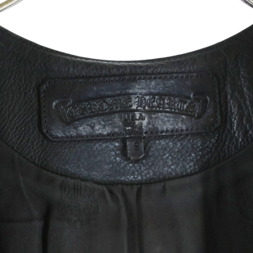 CHROME HEARTS(クロムハーツ) 6BTN ZIP FRNT CH FLEUR VEST バックCHフレアクロスボールボタンレザーベスト ブラック/ブラウン