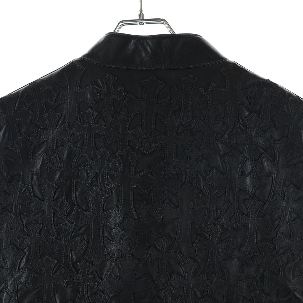 CHROME HEARTS(クロムハーツ) PAPA パパ セメタリークロスパッチレザーベスト ブラック