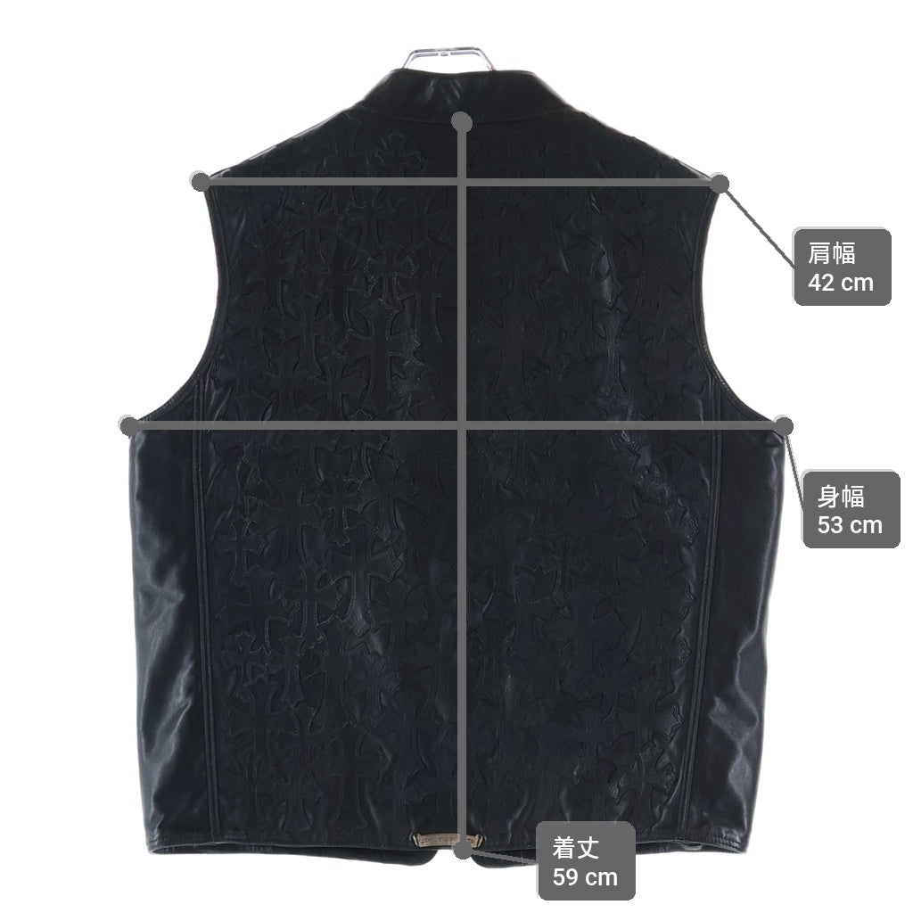 CHROME HEARTS(クロムハーツ) PAPA パパ セメタリークロスパッチレザーベスト ブラック