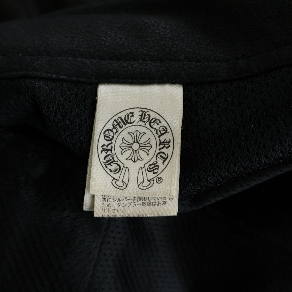 CHROME HEARTS(クロムハーツ) クロスパッチ付き ラムレザー ハーフパンツ ショーツ ブラック