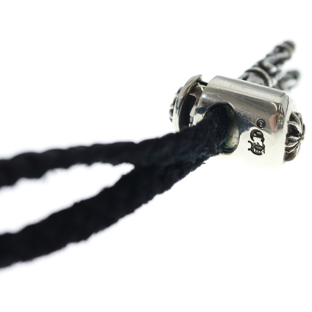 CHROME HEARTS(クロムハーツ) LG 5P STAR LEATHER BRAID LACESTPPRV1 ラージ 5ポイントスター レザーブレード レースストッパー スクロールチップ ネックレス ブラック/シルバー