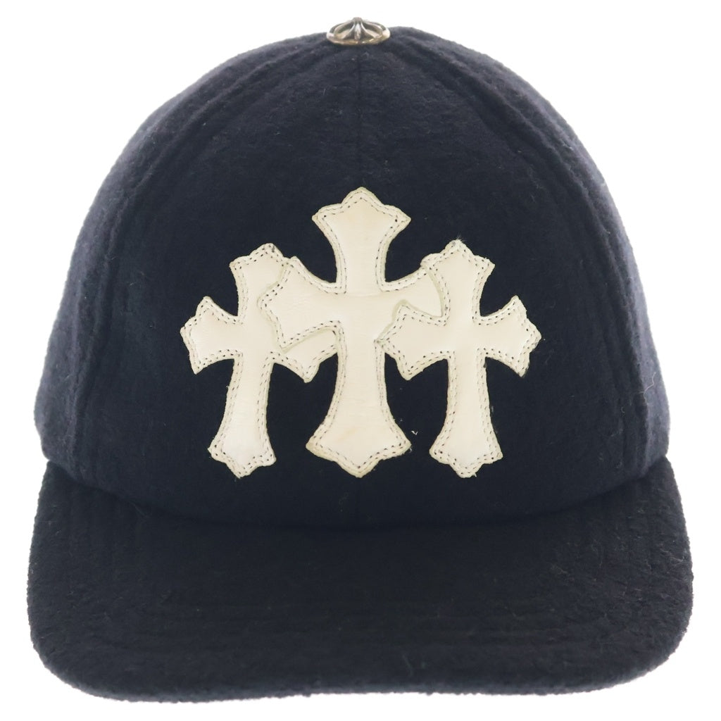 CHROME HEARTS(クロムハーツ) セメタリークロスパッチベースボールウールキャップ 帽子 ブラック