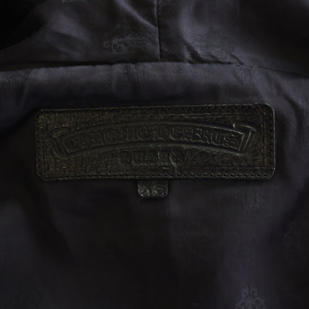 CHROME HEARTS(クロムハーツ) 英字ロゴパッチダガージップアップパーカーレザーブルゾン ブラック