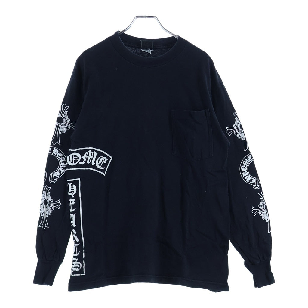 CHROME HEARTS(クロムハーツ) OLD SCROLL LOGO L/S TEE オールド スクロールロゴ アームホースシュープリント長袖Tシャツ ブラック