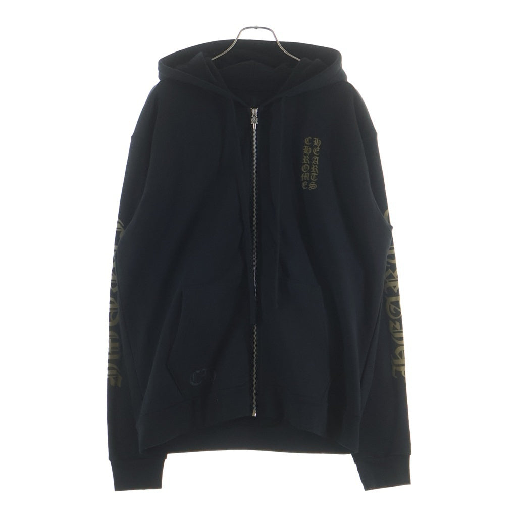 CHROME HEARTS(クロムハーツ) SWTSHRT HD ZIP 袖英字プリントダガージップパーカー フーディー ブラック