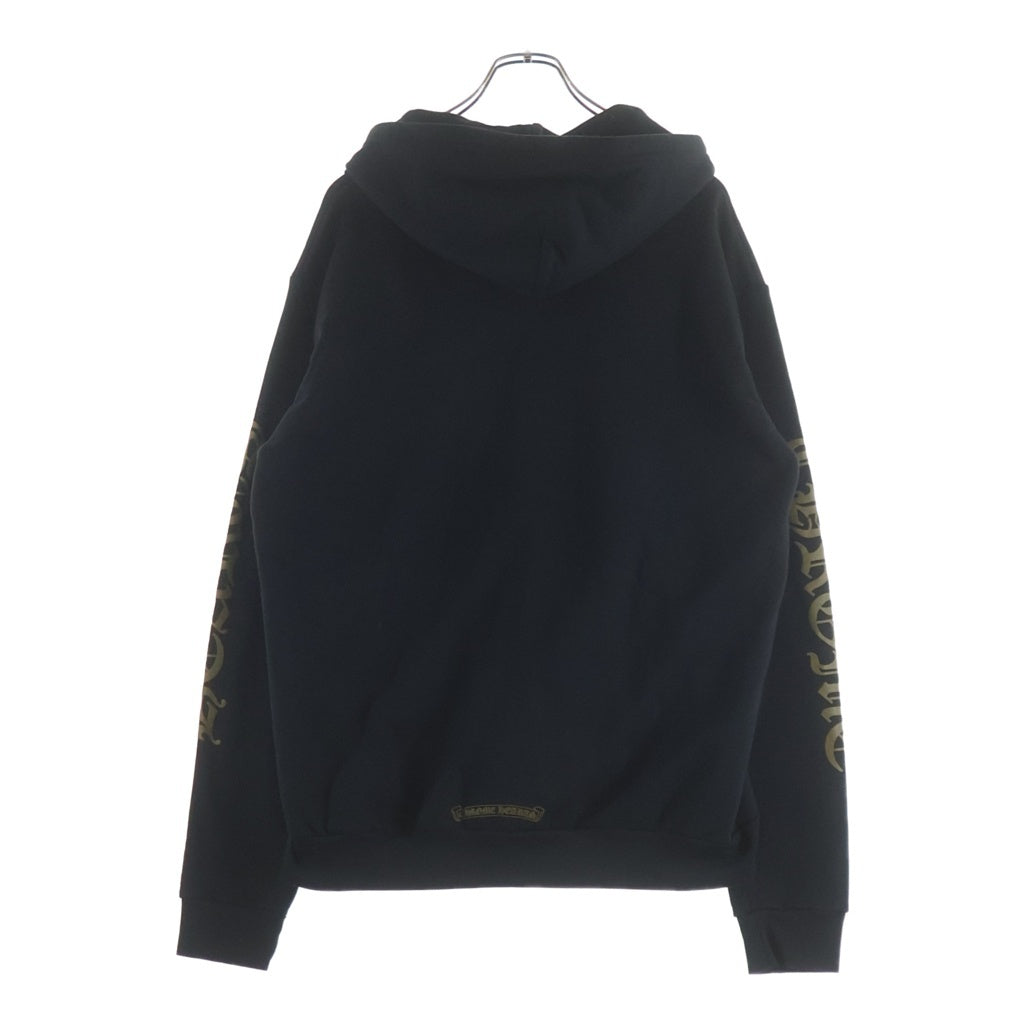 CHROME HEARTS(クロムハーツ) SWTSHRT HD ZIP 袖英字プリントダガージップパーカー フーディー ブラック