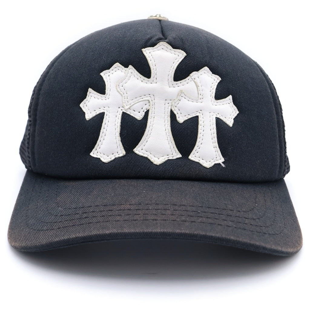 CHROME HEARTS(クロムハーツ) TRUCKER CAP トラッカーキャップ 3セメタリーレザーパッチメッシュキャップ 帽子 ブラック/ホワイト