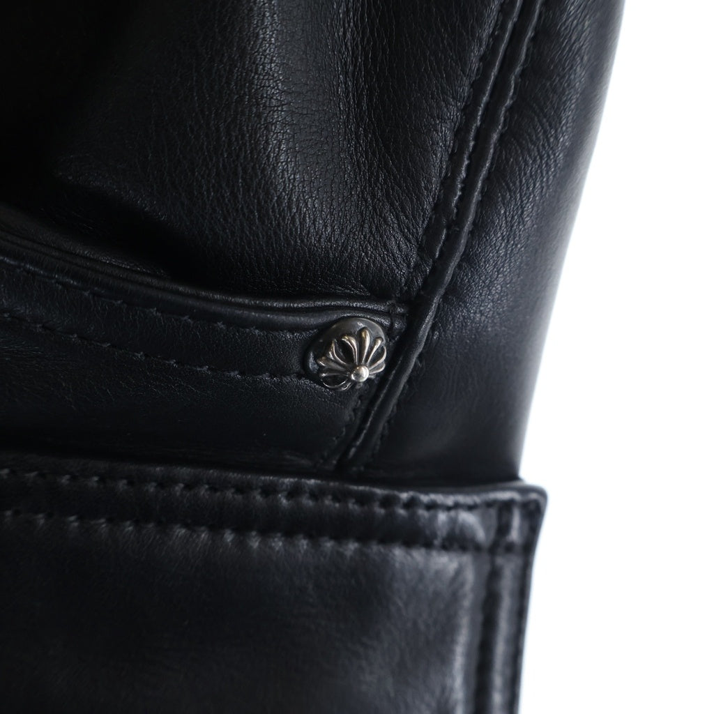 CHROME HEARTS(クロムハーツ) FATIGUE LTHR レザーファティーグ クロスパッチクロスボールボタンレザーハーフパンツ