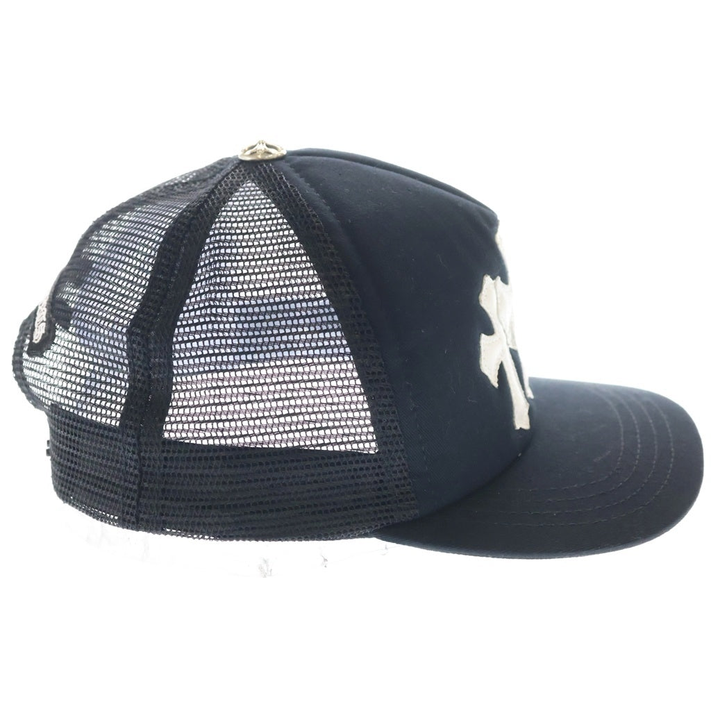 CHROME HEARTS(クロムハーツ) TRUCKER CAP トラッカーキャップ 3セメタリーハラコレザーパッチメッシュキャップ帽子 ブラック/ホワイト