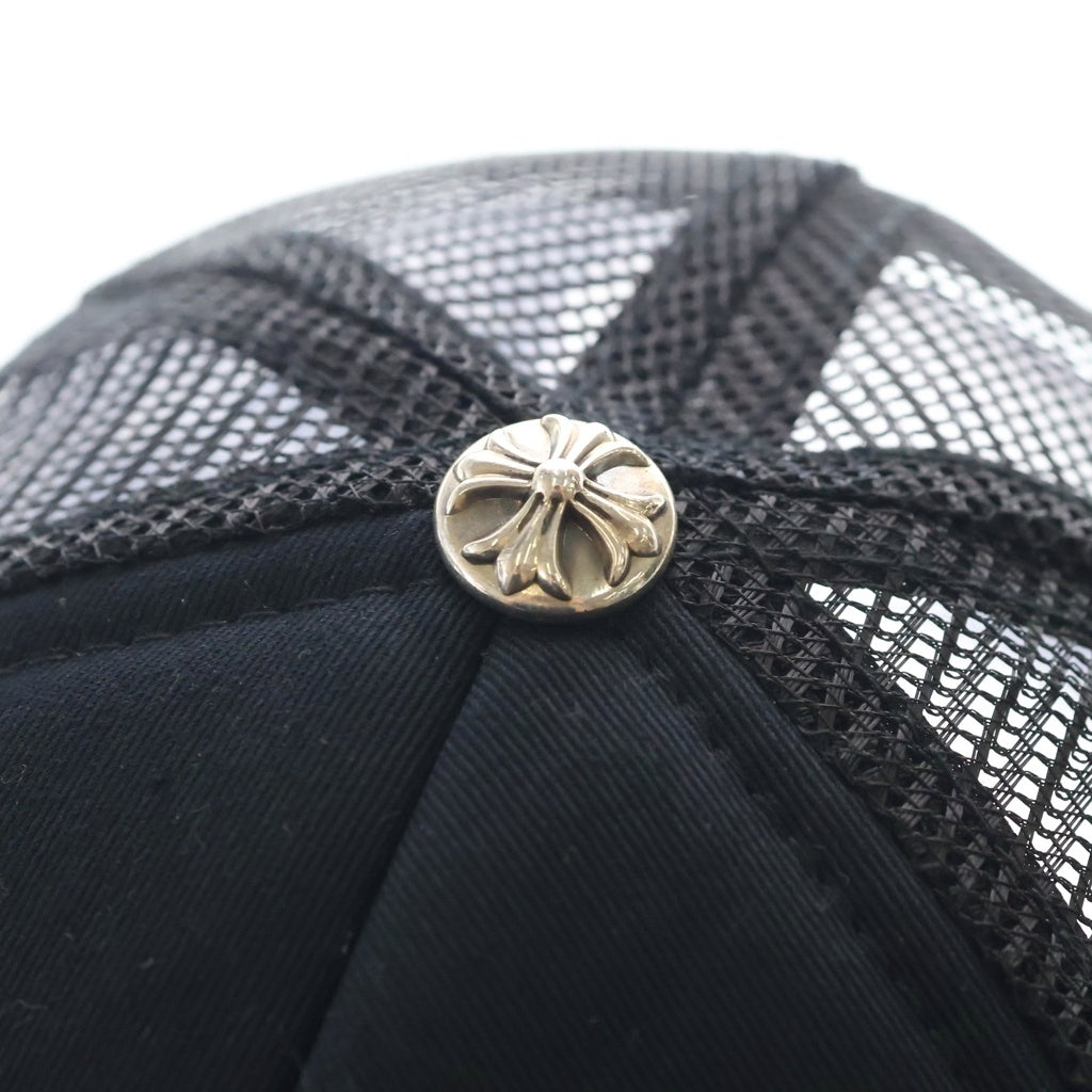 CHROME HEARTS(クロムハーツ) TRUCKER CAP トラッカーキャップ 3セメタリーハラコレザーパッチメッシュキャップ帽子 ブラック/ホワイト