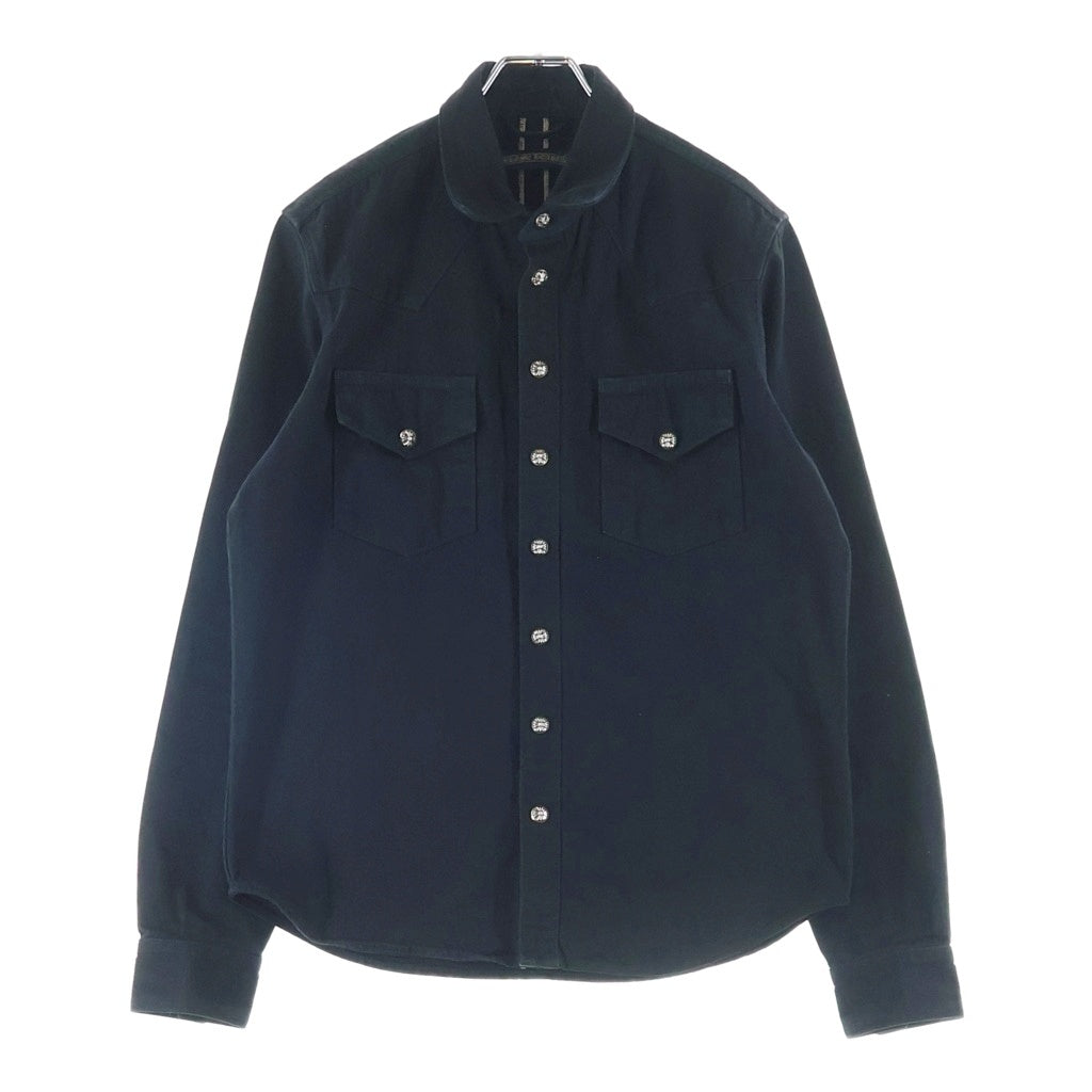 CHROME HEARTS(クロムハーツ) OLD DENIM WESTERN オールド クロスボールボタン 袖裾レザークロスパッチ デニムウエスタン長袖シャツ ブラック