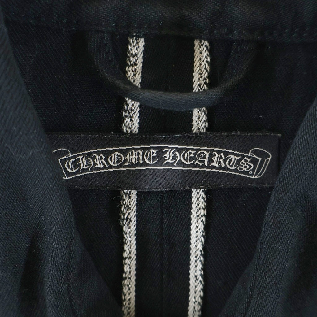 CHROME HEARTS(クロムハーツ) OLD DENIM WESTERN オールド クロスボールボタン 袖裾レザークロスパッチ デニムウエスタン長袖シャツ ブラック