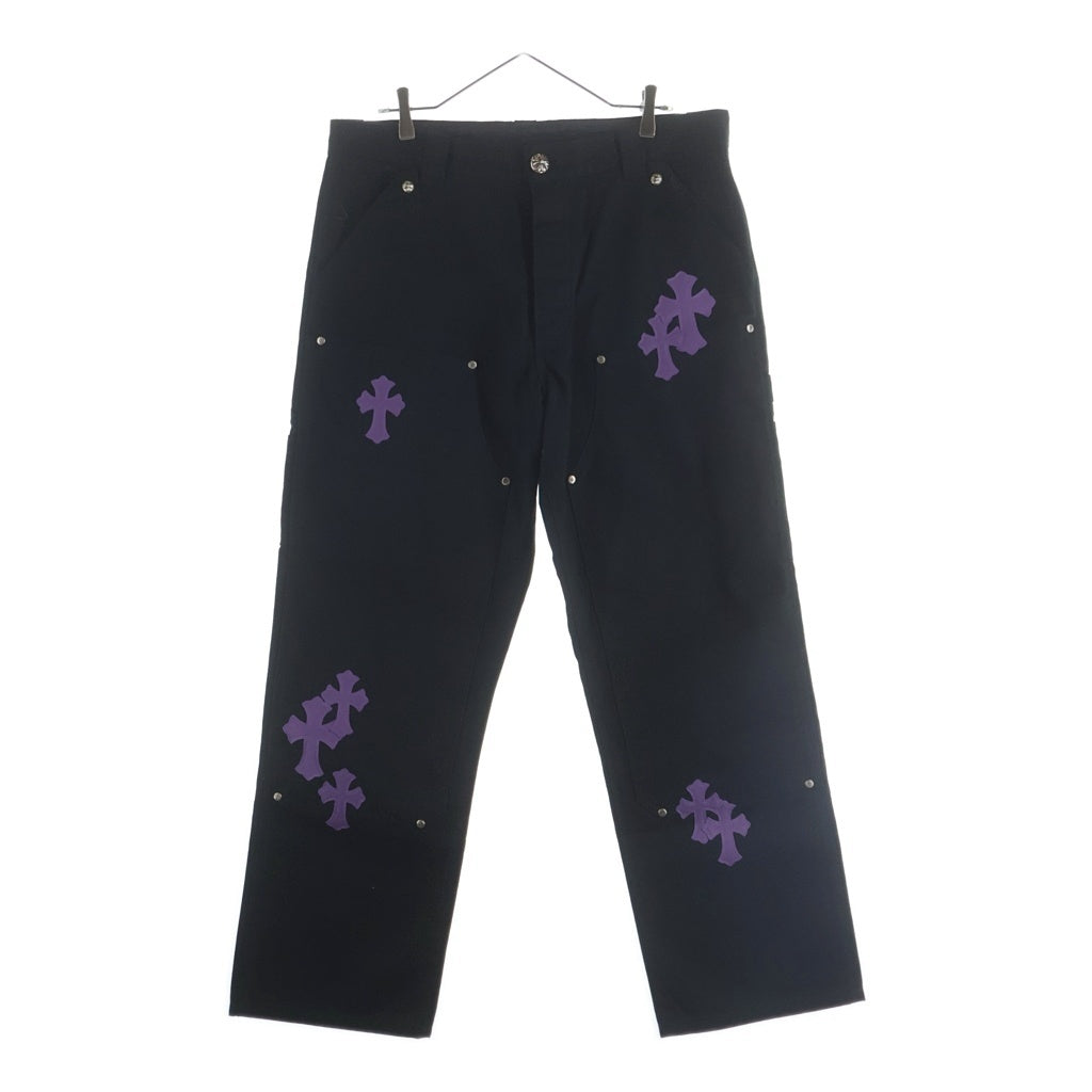 CHROME HEARTS(クロムハーツ) CARPENTER CNVS BLK クロスパッチ付きカーペンターロングパンツ ブラック/パープル