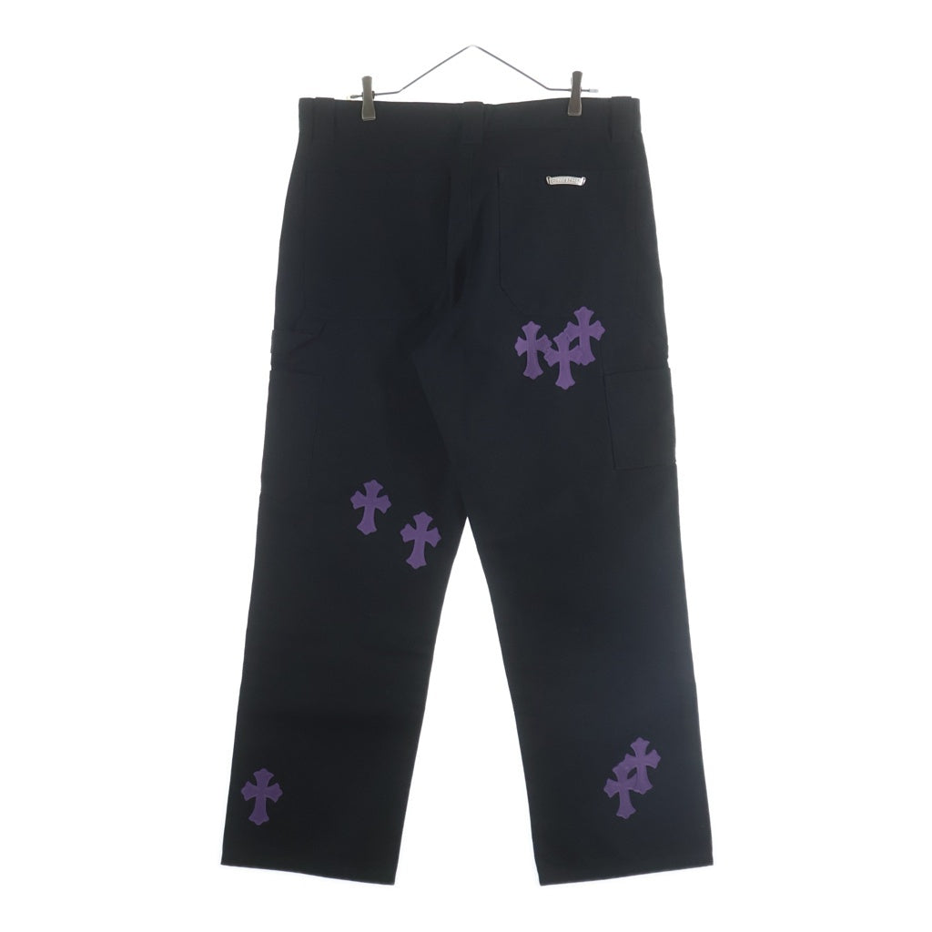 CHROME HEARTS(クロムハーツ) CARPENTER CNVS BLK クロスパッチ付きカーペンターロングパンツ ブラック/パープル