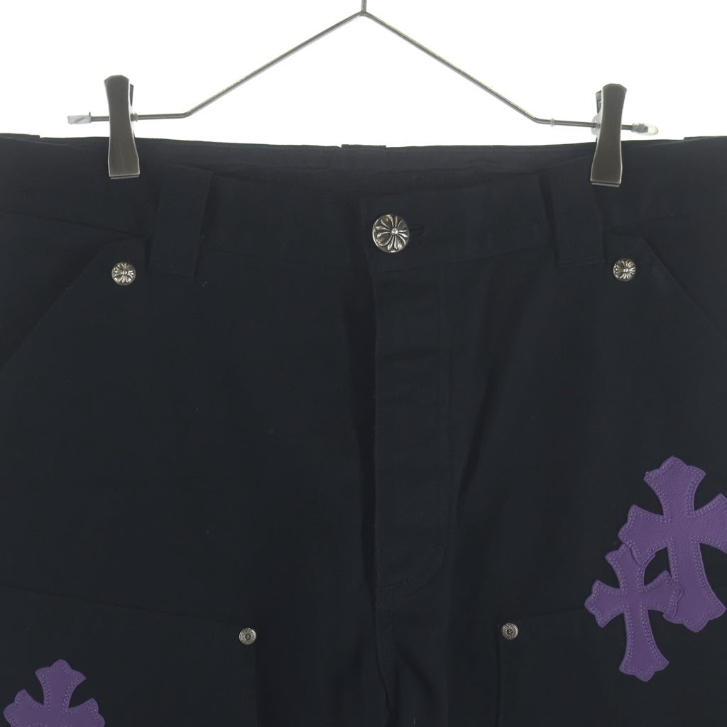 CHROME HEARTS(クロムハーツ) CARPENTER CNVS BLK クロスパッチ付きカーペンターロングパンツ ブラック/パープル