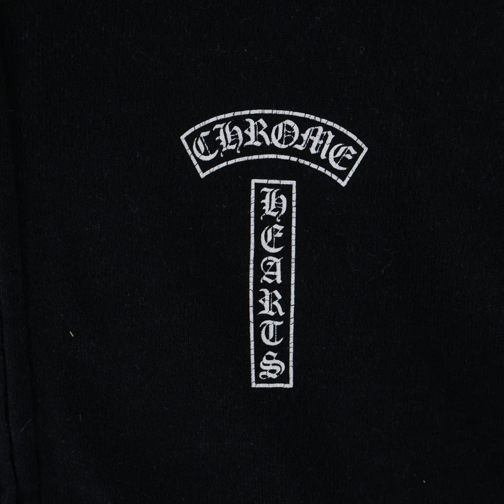 CHROME HEARTS(クロムハーツ) SWTSHRT HD ZIP ダガージップ アームフローラル バックホースシュープリント ジップアップスウェットパーカー フーディー ブラック