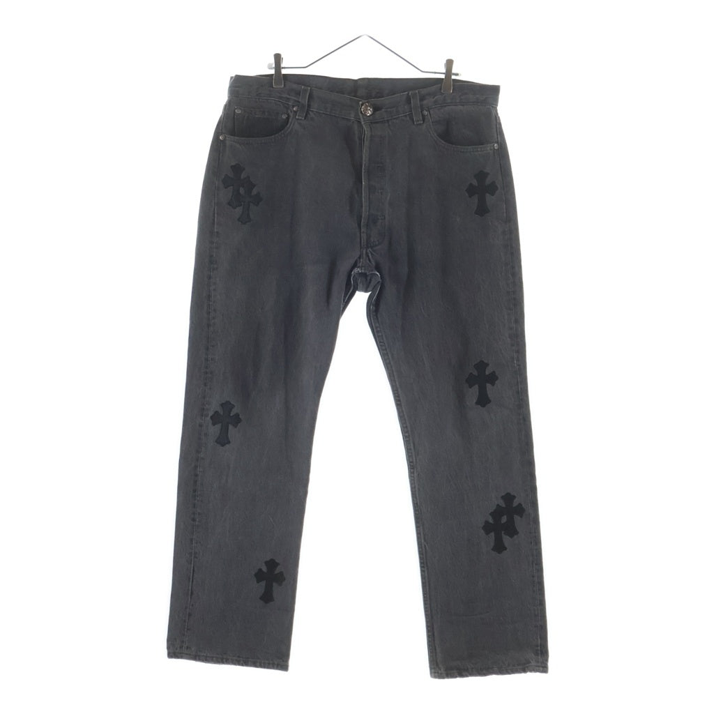 CHROME HEARTS(クロムハーツ) U VNTG JEAN BLK RED TAB クロスパッチ付きウォッシュド501デニムパンツ ブラック