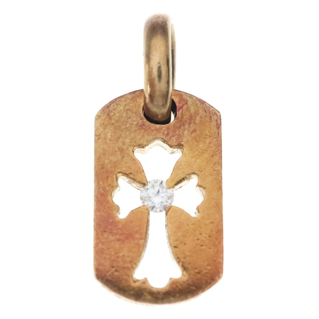 CHROME HEARTS(クロムハーツ) 22K DT TNY CO CRS 1DIA タイニーカットアウトクロス ドッグタグ 1ダイヤ ペンダントトップ ゴールド BCA039