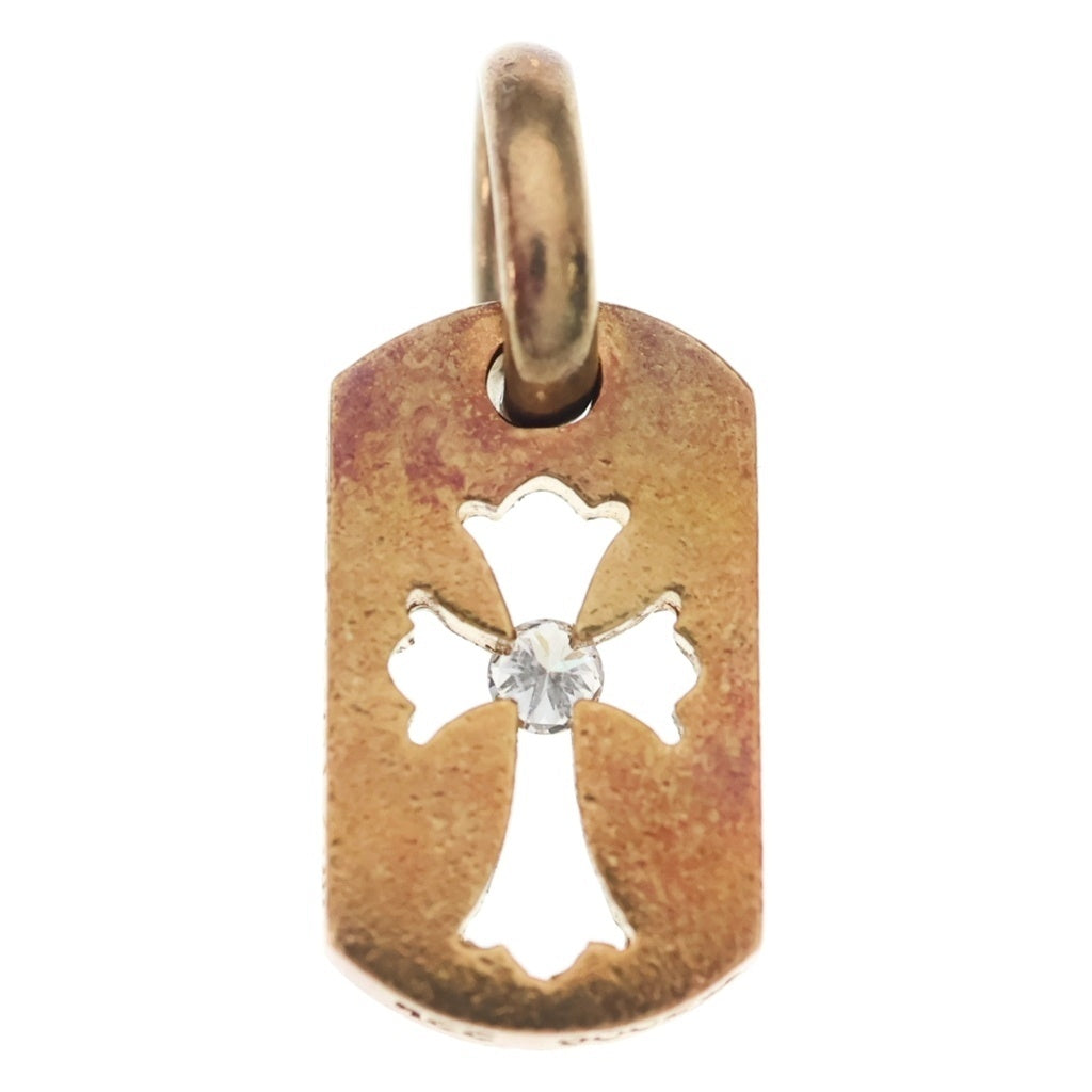 CHROME HEARTS(クロムハーツ) 22K DT TNY CO CRS 1DIA タイニーカットアウトクロス ドッグタグ 1ダイヤ ペンダントトップ ゴールド BCA039