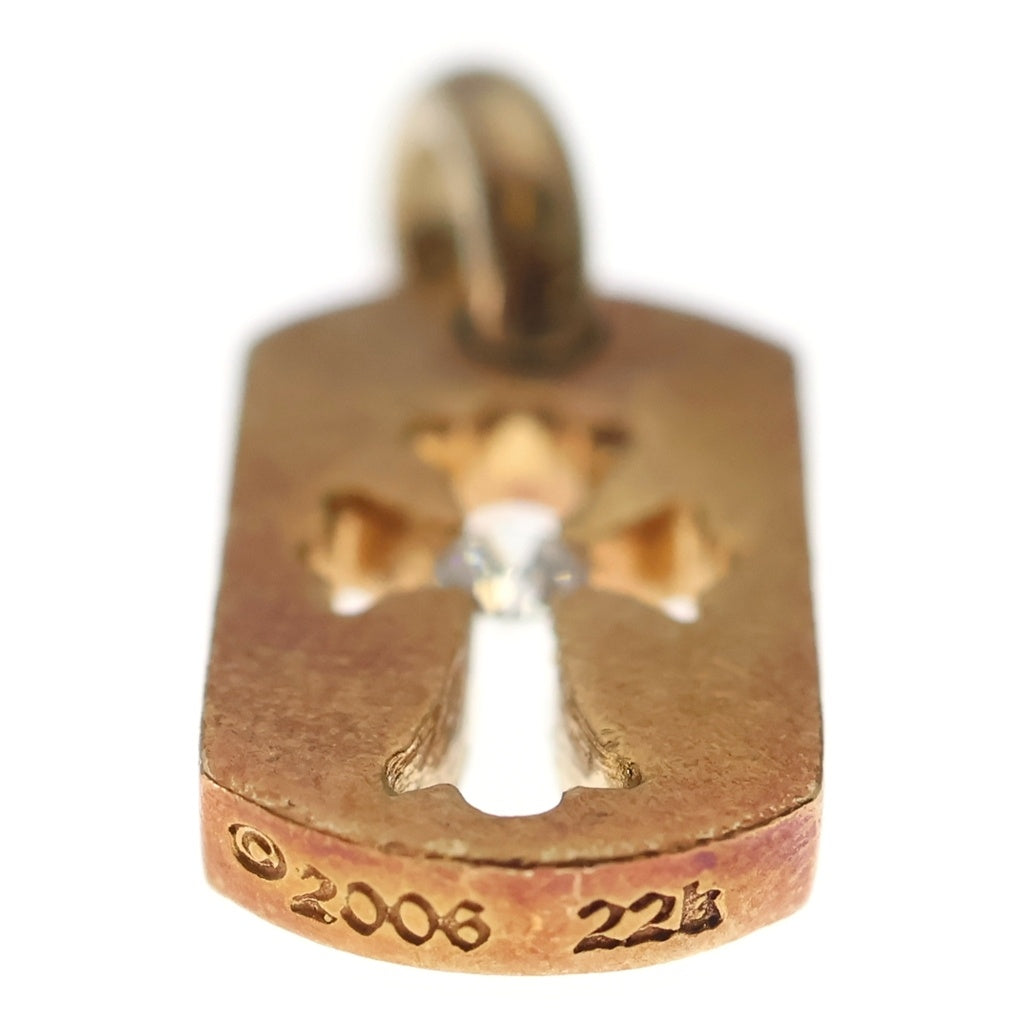 CHROME HEARTS(クロムハーツ) 22K DT TNY CO CRS 1DIA タイニーカットアウトクロス ドッグタグ 1ダイヤ ペンダントトップ ゴールド BCA039