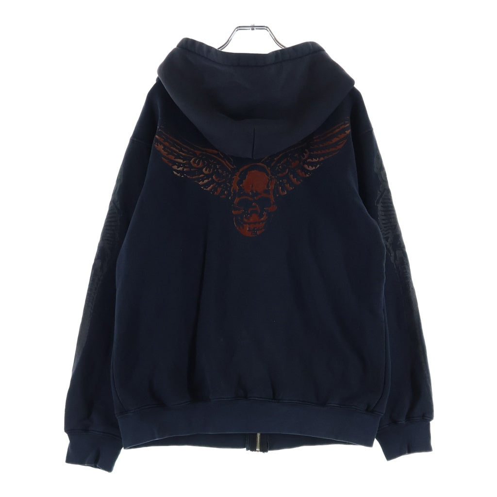 CHROME HEARTS(クロムハーツ) FOTI MAHALIA OLD オールド 裏地サーマル フォティ マハリア プリント ダガージップ ジップアップパーカー ブラック