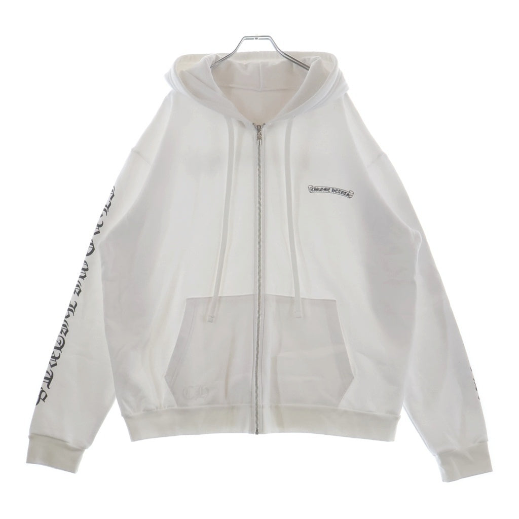 CHROME HEARTS(クロムハーツ) SWTSHRT HD ZIP バックスクロールラベルプリント ジップアップパーカー フーディー ホワイト