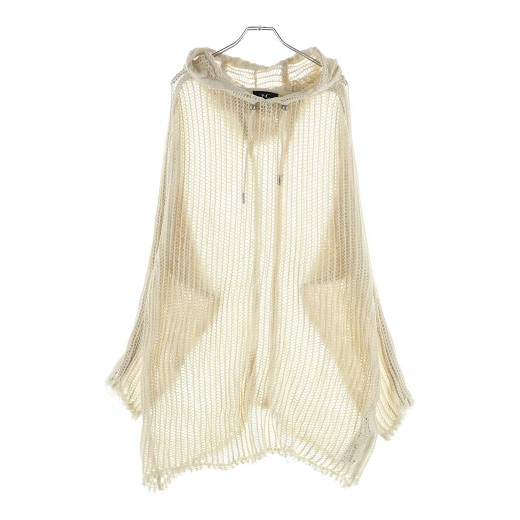 THUG CLUB(サグクラブ) TC LINE MESH KNIT HOODIE ドローストリング付き メッシュニットフーディー ホワイト