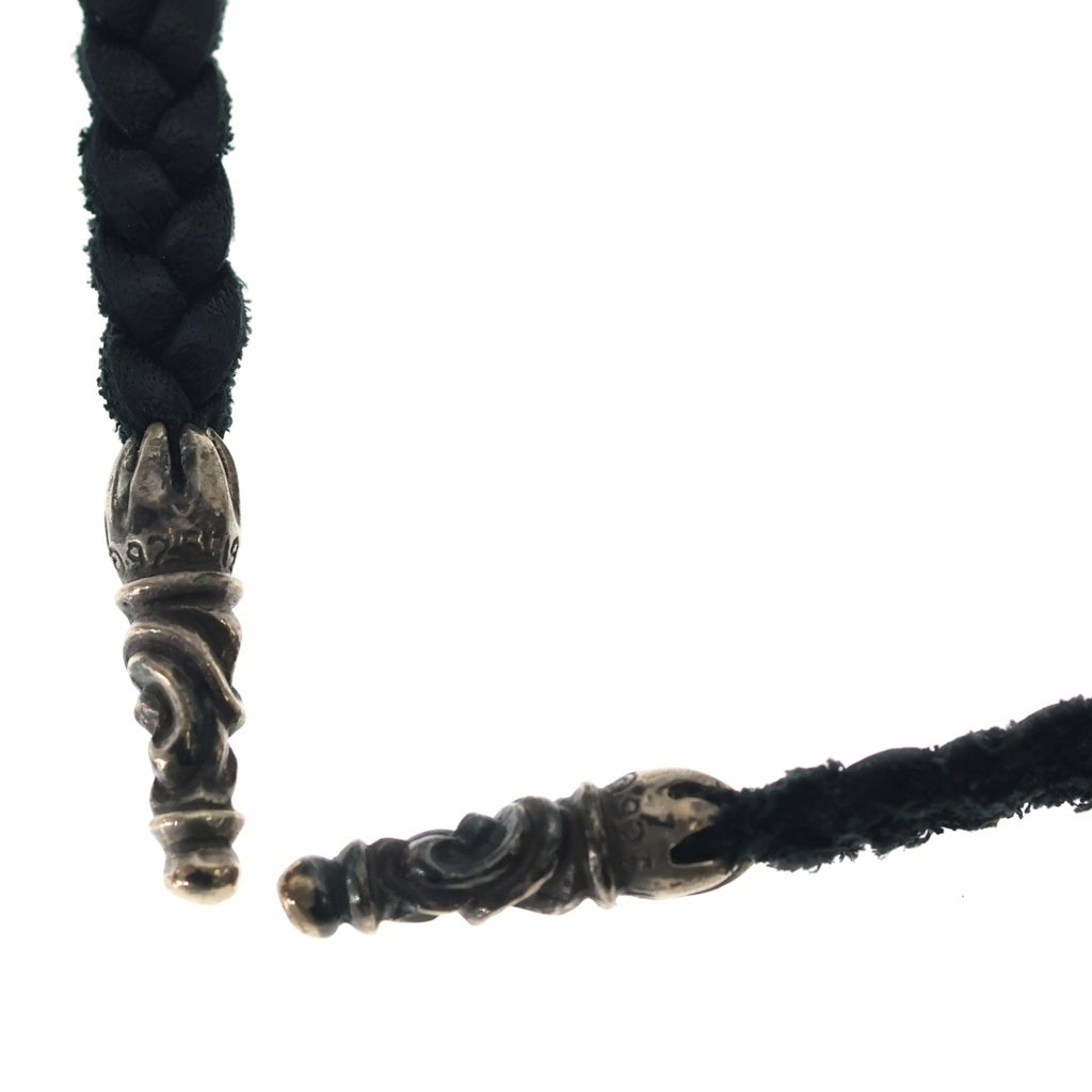 CHROME HEARTS(クロムハーツ) LEATHER BRAID SCROLL ネックレス レザーブレイドネックレス ブラック/シルバー BCA377