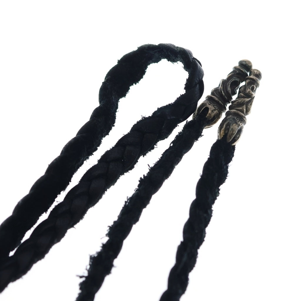 CHROME HEARTS(クロムハーツ) LEATHER BRAID SCROLL ネックレス レザーブレイドネックレス ブラック/シルバー BCA377