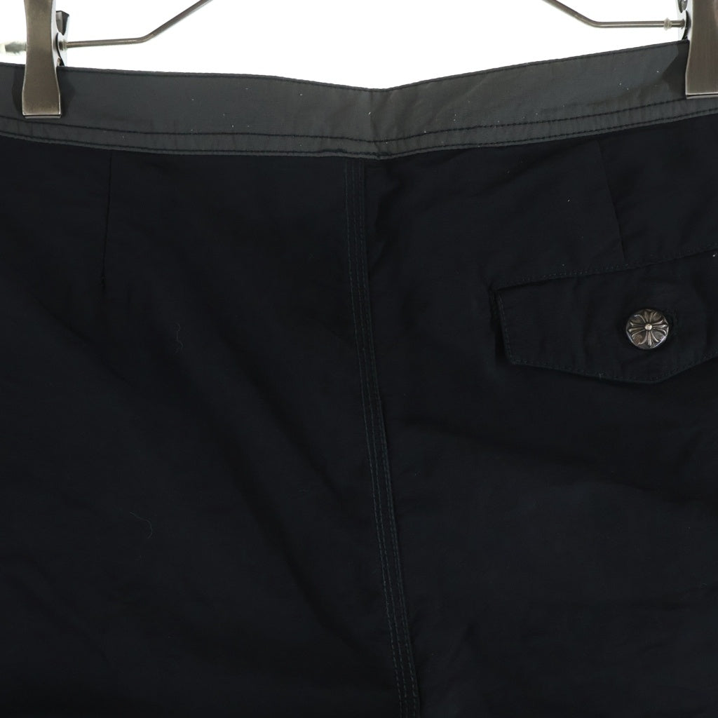 CHROME HEARTS(クロムハーツ) CEMETERY CROSS PATCH SWIM PANTS CRS BTN クロスボールボタン スクロールラベル付 ハーフパンツ ブラック