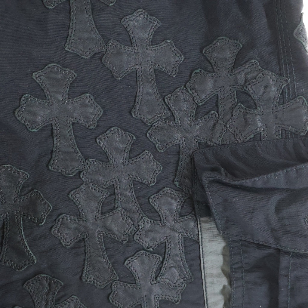 CHROME HEARTS(クロムハーツ) CEMETERY CROSS PATCH SWIM PANTS CRS BTN クロスボールボタン スクロールラベル付 ハーフパンツ ブラック