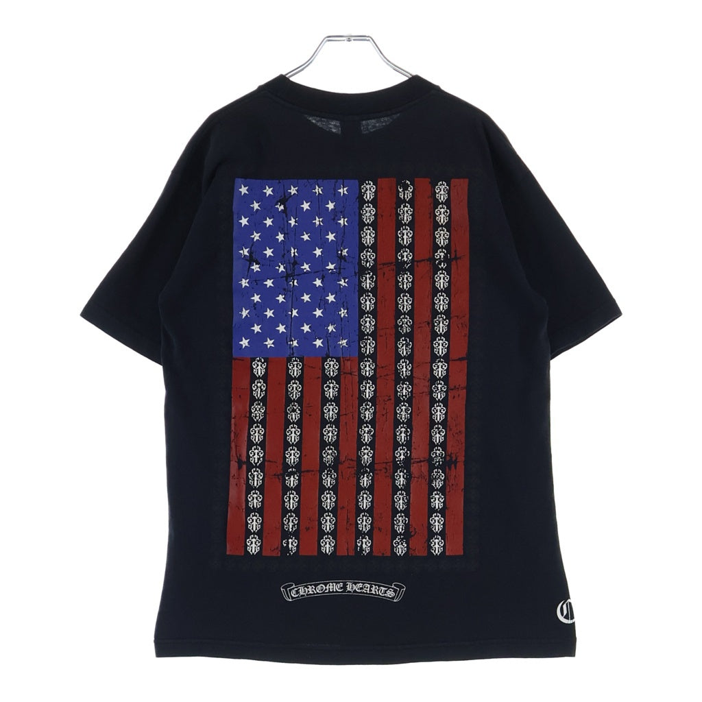 CHROME HEARTS(クロムハーツ) OLD AMERICAN FLAG TEE オールド アメリカンフラッグTシャツ 星条旗 ホースシュープリント 半袖カットソー ブラック