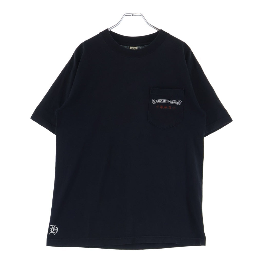 CHROME HEARTS(クロムハーツ) OLD AMERICAN FLAG TEE オールド アメリカンフラッグTシャツ 星条旗 ホースシュープリント 半袖カットソー ブラック