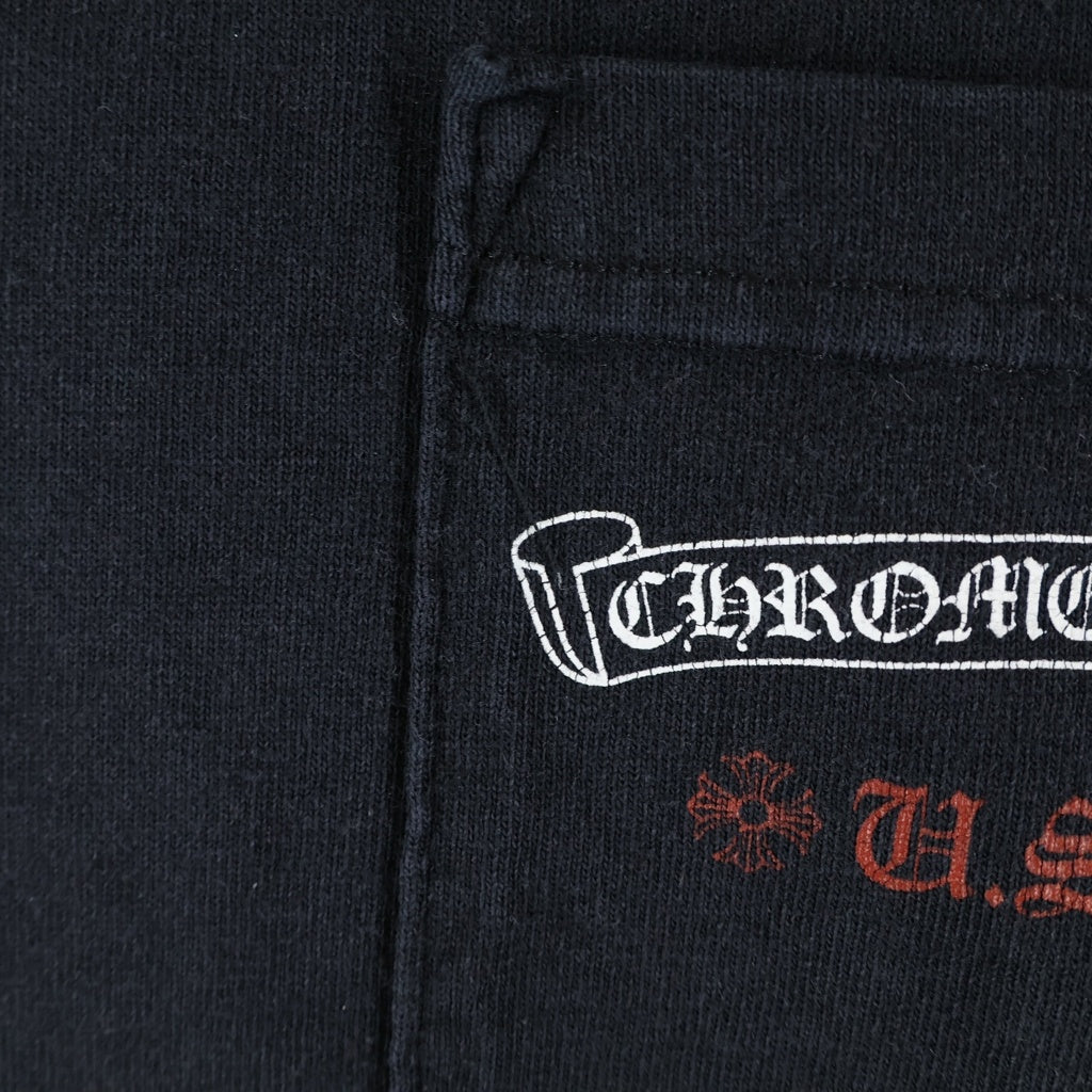 CHROME HEARTS(クロムハーツ) OLD AMERICAN FLAG TEE オールド アメリカンフラッグTシャツ 星条旗 ホースシュープリント 半袖カットソー ブラック