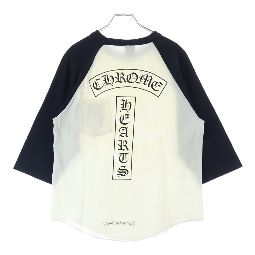 CHROME HEARTS(クロムハーツ) Raglan Sleeve Tee ヴァインダガープリント ラグランスリーブ 長袖Tシャツ 七分袖カットソー ロンT ブラック/ホワイト