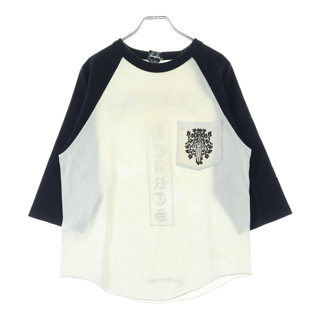 CHROME HEARTS(クロムハーツ) Raglan Sleeve Tee ヴァインダガープリント ラグランスリーブ 長袖Tシャツ 七分袖カットソー ロンT ブラック/ホワイト