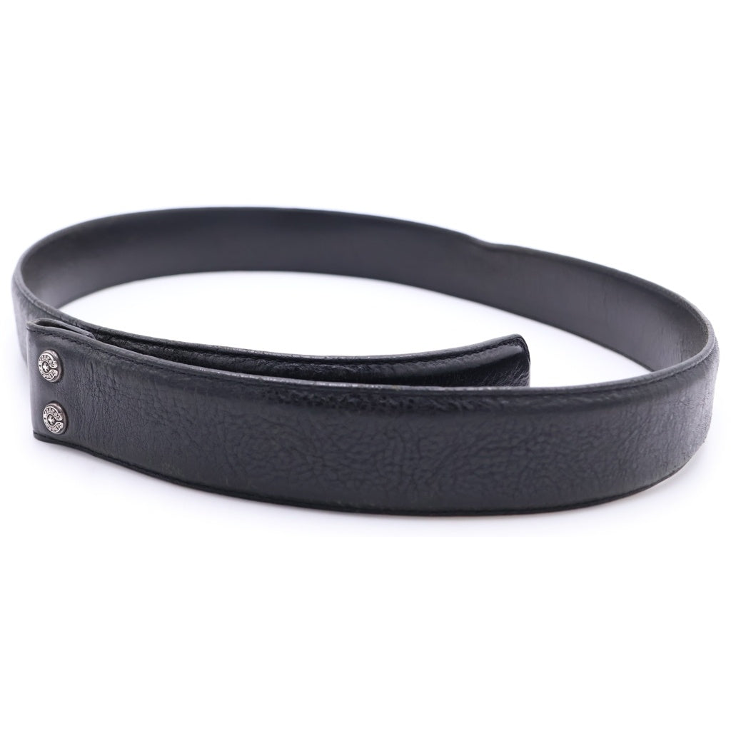 CHROME HEARTS(クロムハーツ) 1.5 STRAP 1.5inchスクロールレーベルリベッツ レザーベルト ブラック