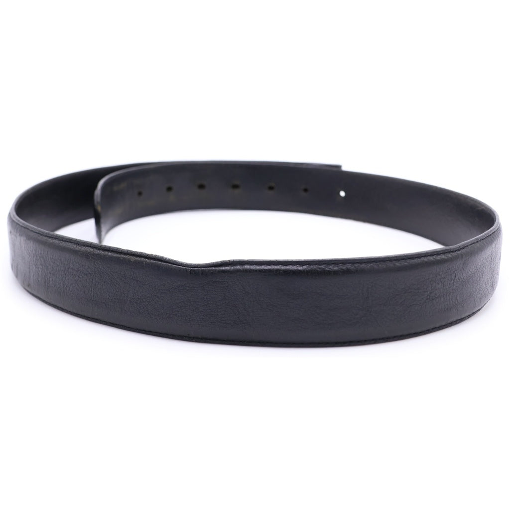 CHROME HEARTS(クロムハーツ) 1.5 STRAP 1.5inchスクロールレーベルリベッツ レザーベルト ブラック