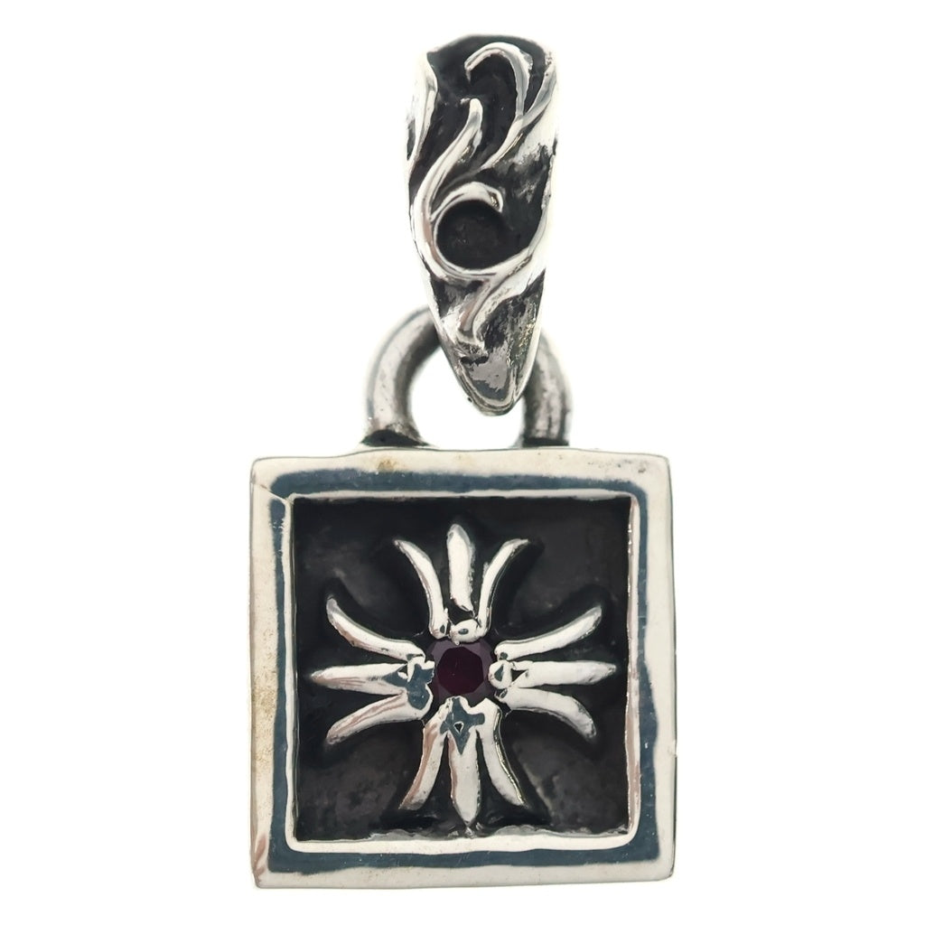 CHROME HEARTS(クロムハーツ) FRAMED CH PLUS 1RUBY フレームドCHプラス 1ルビー/チャーム/シルバーネックレストップ