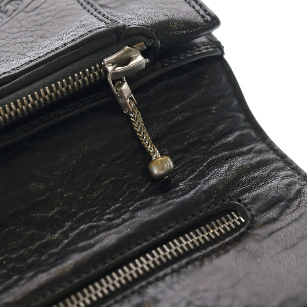 CHROME HEARTS(クロムハーツ) 2ZIP 2ジップ クロスボールボタンレザーウォレット 財布 ブラック