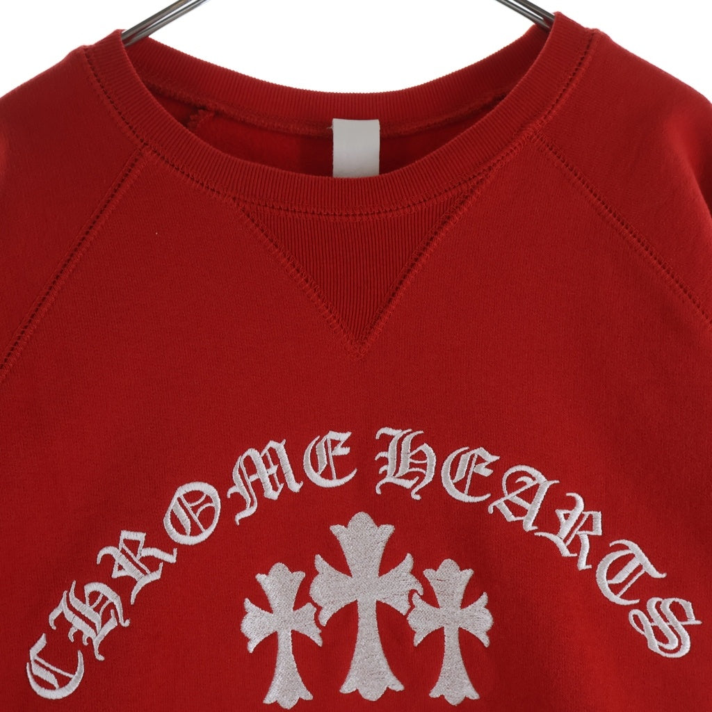 CHROME HEARTS(クロムハーツ) Y NOT セメタリークロス刺繍 クルーネック プルオーバー スウェットトレーナー レッド