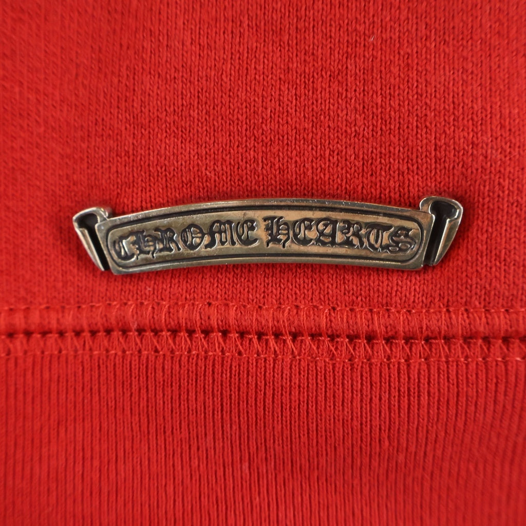 CHROME HEARTS(クロムハーツ) Y NOT セメタリークロス刺繍 クルーネック プルオーバー スウェットトレーナー レッド