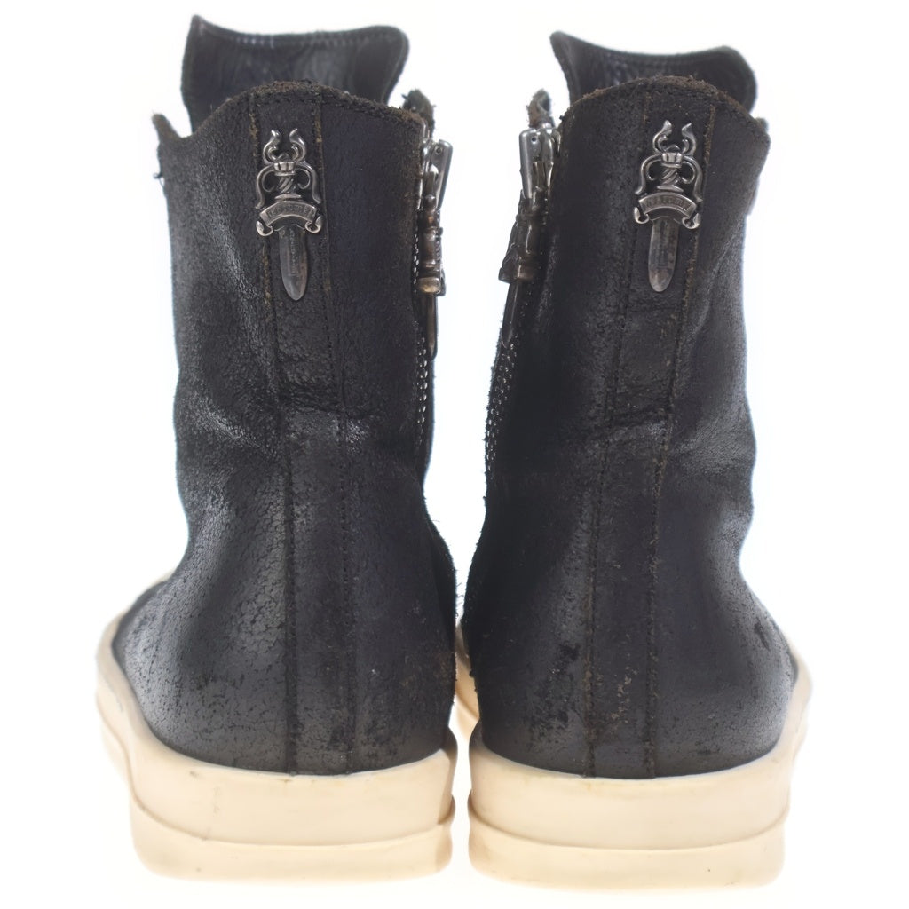 CHROME HEARTS(クロムハーツ) RAMONES ラモーンズ シルバー装飾レザーハイカットスニーカー ブラック レディース