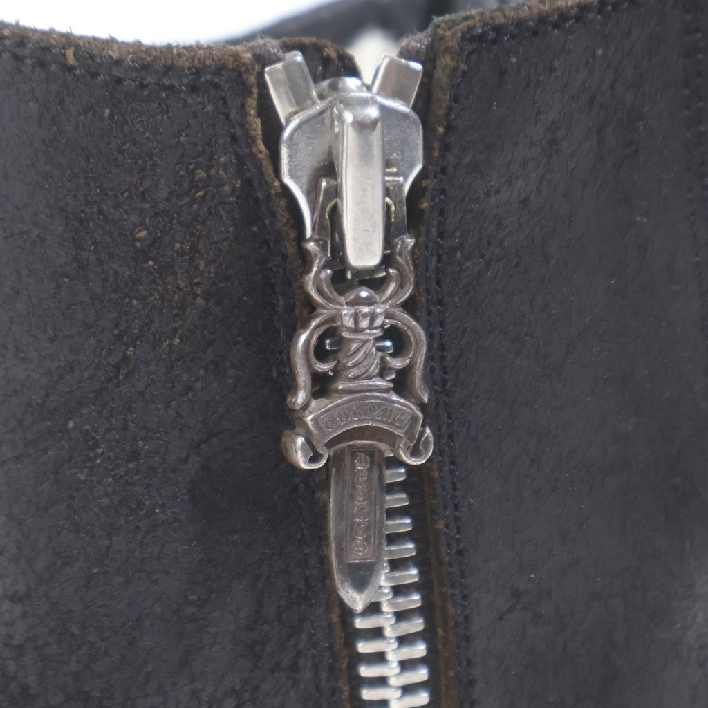 CHROME HEARTS(クロムハーツ) RAMONES ラモーンズ シルバー装飾レザーハイカットスニーカー ブラック レディース