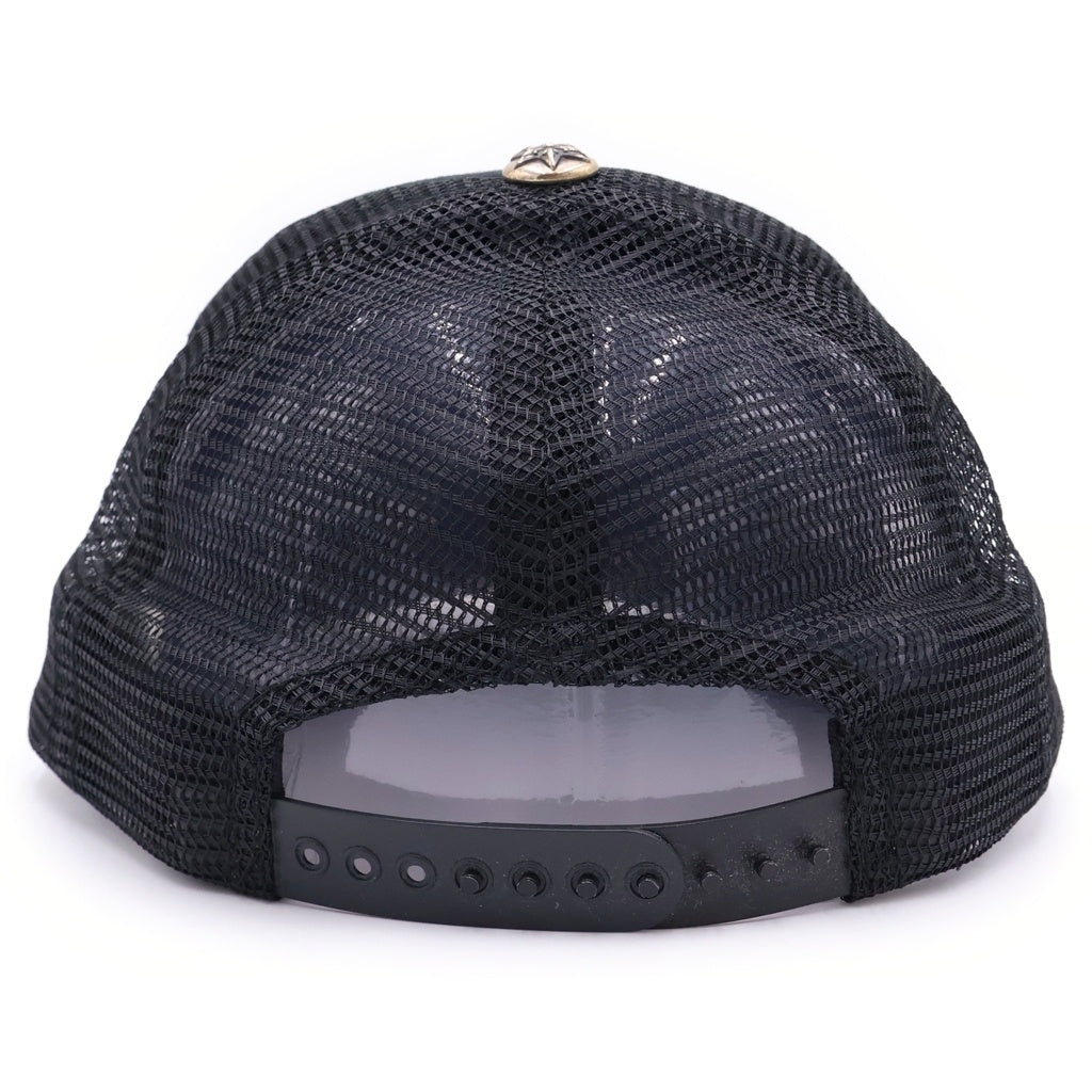 CHROME HEARTS(クロムハーツ) 3STAR PATCH TRUCKER CAP スターレザーパッチ スターボール付 ブラック ベースボールキャップ 帽子 ブラック/ホワイト
